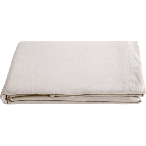 Drap plat Palace pur coton teint lavé, 63 fils/cm² Vent du sud - Palace Naturel - 270 x 290 cm pour lit King Size