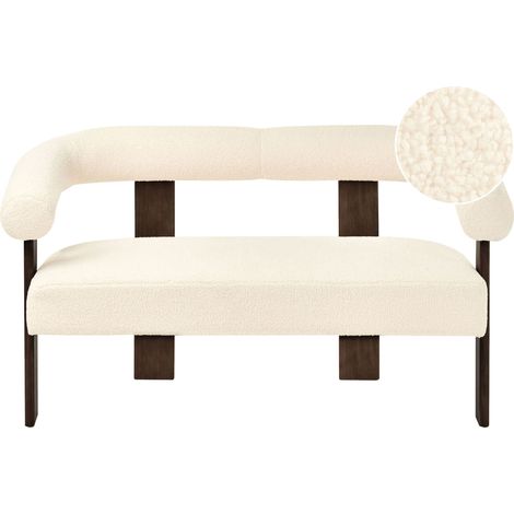 Divano a 2 posti Boucle bianco sporco e Marrone scuro Ilbro (1/5)