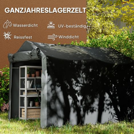Abri de garage étanche avec porte, résistant aux UV, 220 x 157 x 165 cm, noir
