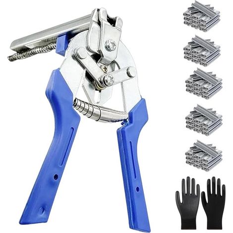 Type M Nail Ring Pliers, Hog Ring Pliers, Ergonomic Grip, Wire Cage Plier with 1200/2400/3200pcs M Clips for Fence Fastening, Upholstery Installation, Animal Cages (A,3000PCS) (1/5)