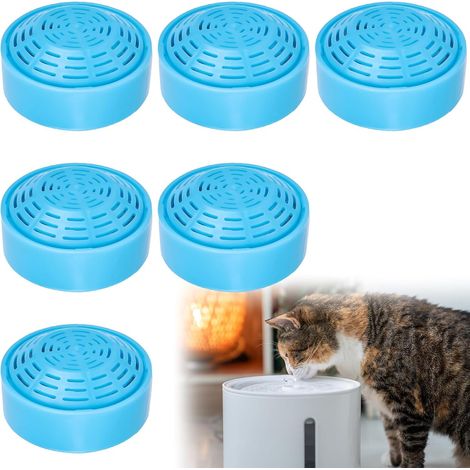 Lot de 6 filtres pour fontaine à chat - Avec filtre rond en acier inoxydable de 2 l - Accessoire pour fontaine automatique pour animaux de compagnie (1/5)