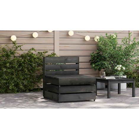 Canapé central palette de jardin，Canapé d'extérieur，Sofa de jardin gris bois de pin imprégné CFW182776 (1/5)