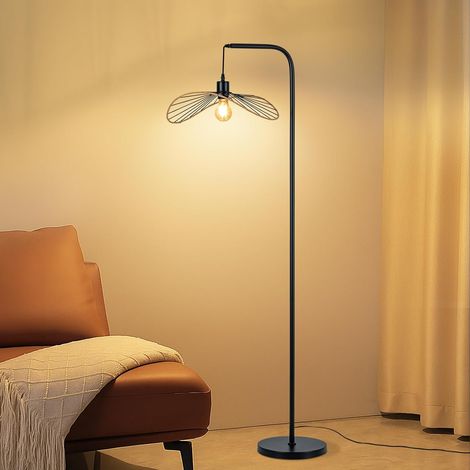 ZMH Luminaire de Pied Noir Luminaire de Lecture Classique Luminaire en Arc Métal E27 Interrupteur Pied Industriel Pour Salle Chambre Bureau Sans Lampe (1/5)
