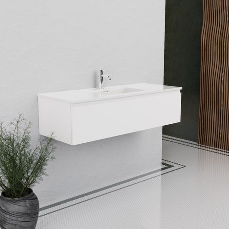 Inda - Meuble de salle de bain L.120 avec vasque blanc (1/5)