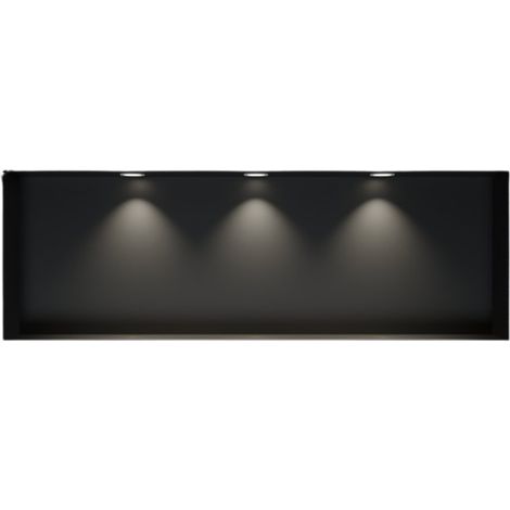 Wandnische Bernstein NT309010X Edelstahl randlos LED-Spot 30x90x10cm Schwarz 3x Spot Weiß matt