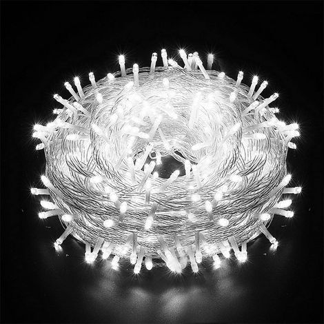 Guirlande Lumineuse 8 Mode 10M 100 LED, Décoration Romantique pour Sapin de Noël Mariage Fête,Guirlande Intérieure (Blanc) [Classe énergétique A]