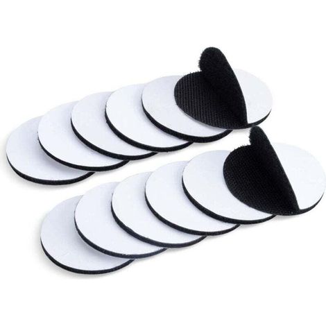 12 tiras autoadhesivas, XU, 3 cm x 3 cm, cinta de velcro de doble cara, resistentes y extraíbles, para montaje en pared, autoadhesivas, color negro - KZQ (1/4)