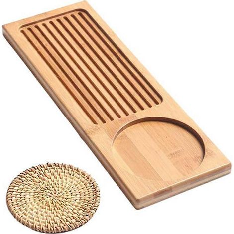 Teetablett aus Bambusholz, trocken gehämmert, handgefertigtes japanisches, kleines, schlichtes Gongfu-Teeservice. (1/5)