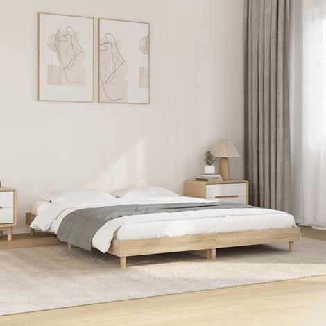 vidaXL Giroletto senza Materasso Rovere Sonoma 140x200cm in Truciolato (1/5)