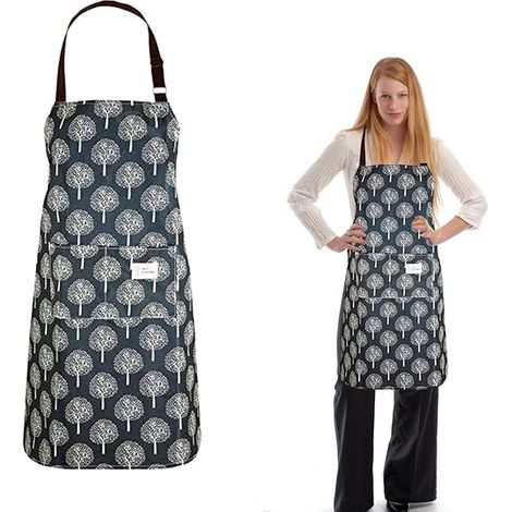 1 x PVC-Schürze für Damen mit Taschen, wasserdichte Küchenschürze, Latzschürzen für Köche, abwischbare Schürze mit Taschen zum Kochen, Grillen, Haushaltsreinigung