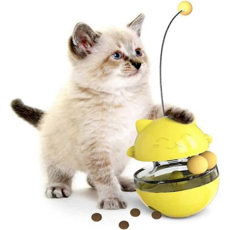 Jouet pour chat 1 en 1, balle culbutante interactive pour chat avec double balle (1/4)