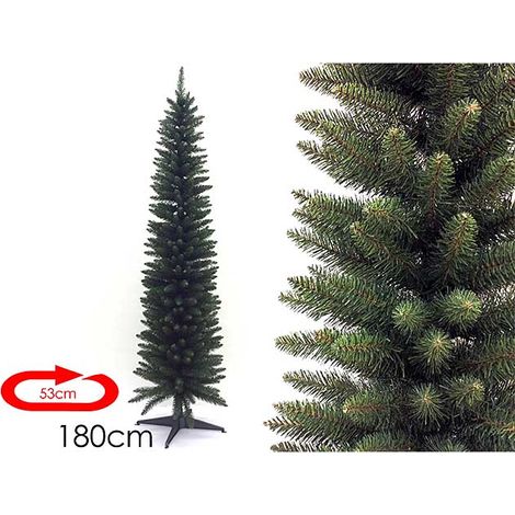 Albero di natale slim per salvaspazio artificiale in verde e sottile finto 1,80 ignifugo molto realistico monviso (1/10)