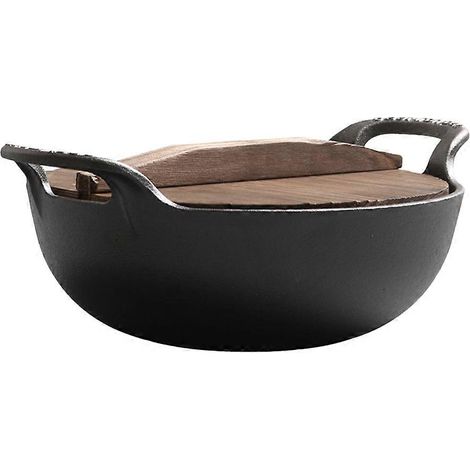Poêle en fonte noire 20 x 20 x 7 cm avec poignées latérales, idéale pour le camping, les pique-niques et les réceptions. Lot de 1. (1/5)