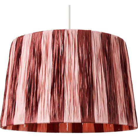 Litecraft Dolly Light Shade Raffia Paper Easy Fit Striped Lampshade - Pink