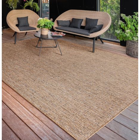 Tapis d'extérieur adapté aux terrasses, aux salons et aux cuisines lavable en machine motif de style bohème dimensions : 120 x 160 cm couleur : marron. (1/5)