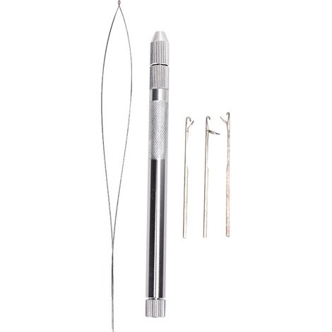 Aiguille à boucle avec poignée en aluminium pour micro-perles, enfile-extensions de cheveux (1/5)