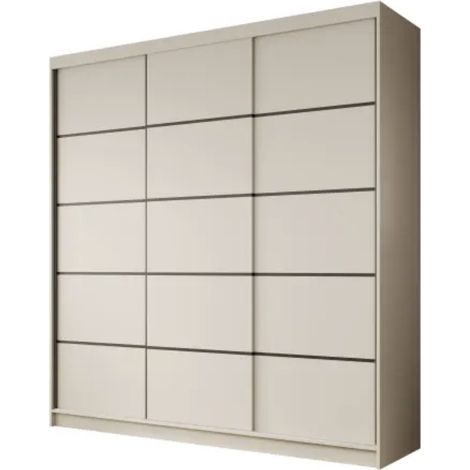 Armoire coulissante 3 portes ANLY 200cm – Dressing grande capacité-Beige