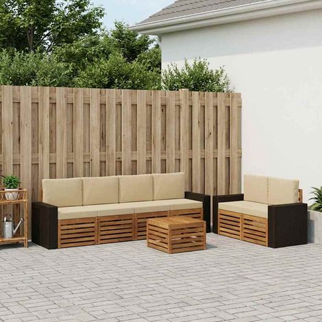 vidaXL Outdoor-Sofagarnitur 7 pcs Natur und Beige Massivholz Akazie (1/5)
