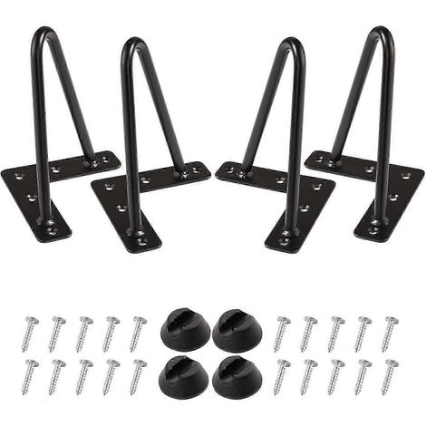 Un ensemble de 4 pieds de table en épingle à cheveux (15 cm, noirs) pour moderniser les meubles de style médiéval britannique. (1/5)