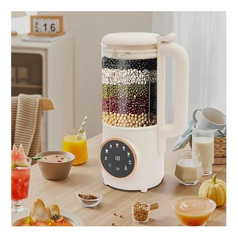 Machine à lait de noix automatique 1400ml avec 16 lames & fonction de réserve de 12 heures, préparateur de lait végétal multifonctionnel pour lait de soja, amandes, avoine, céréales (B) (1/5)