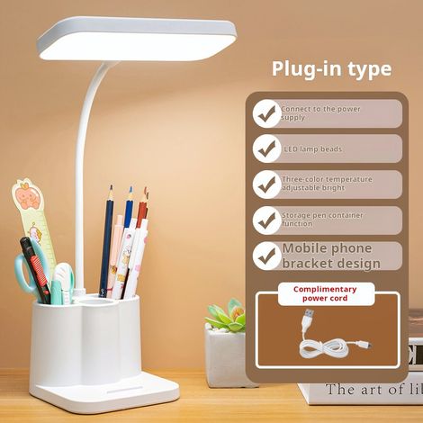 Lampe de bureau moderne alimentée par USB avec commande tactile, variateur 3 couleurs, porte-stylo, lampe de bureau pour étudiant ou employé de bureau (1/5)