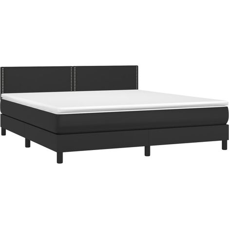 Cadre de lit LED avec sommier tête de lit matelas 180x200cm synthétique noir TDL0209152