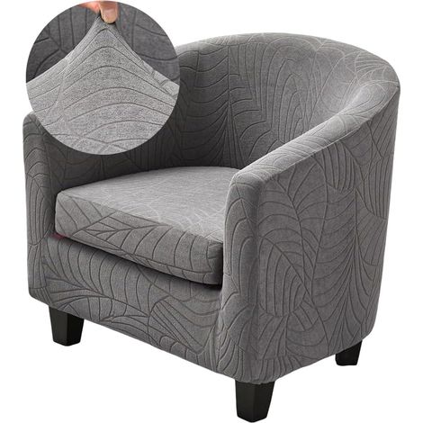 Housse De Fauteuil 1 Place Cabriolet Chesterfield en Tissu Jacquard Extensible Gris Foncé (1/5)