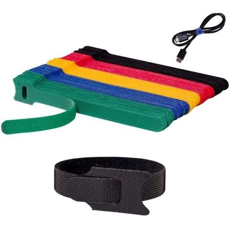 100 wiederverwendbare Kabelbinder, je 15 cm, Kabelorganisator, mehrfarbige Kabelaufbewahrungsbänder