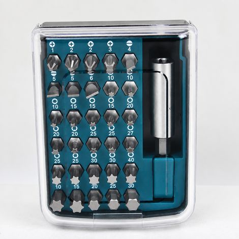Jeu d'embouts de vissage coffret 31 pièces boîte carrée B-45406 pour tournevis électrique 31 embouts 5 × 5 × 5 cm 500 g – Livraison gratuite