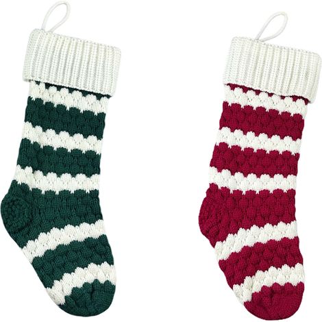 2 calcetines navideños, calcetines de punto, adornos para el árbol de Navidad, adornos navideños (1/4)