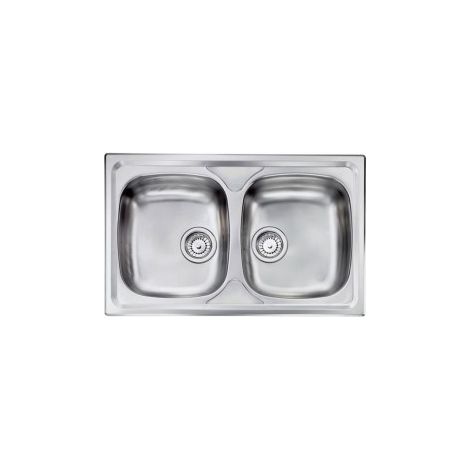 CM 010442XCSSX Siros Lavello da incasso 2 vasche 79x50 cm acciaio inox sopratop finitura satinato (1/5)