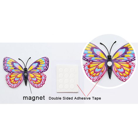 Stickers muraux papillons 3D, double couche, en PVC, aimantés, pour la décoration de la maison et des fêtes, couleurs variées (1/5)
