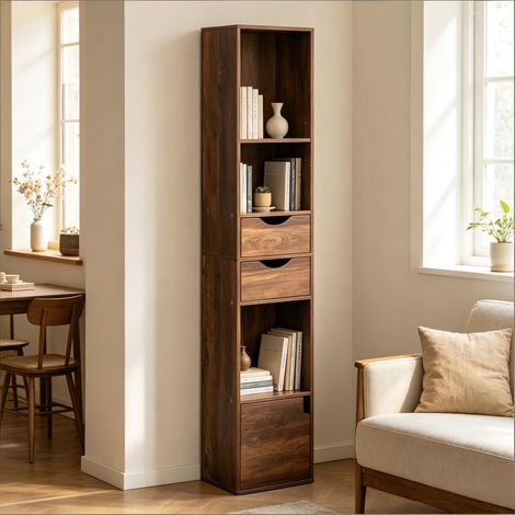 Étagère de rangement dans le salon, étagère étroite sur pied, bibliothèque élégante, étagère haute, buffet, étagère de rangement dans le bureau (bibliothèque uniquement) (1/5)