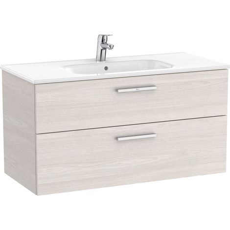 UNIK - Mueble base 2 cajones + lavabo - ROCA Color: Fresno nórdico - Medidas: 1005x453x515 mm (1/4)