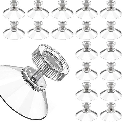 Packung mit 20 Saugnäpfen, 30 mm Durchmesser, mit M5-Gewinde (7 mm Länge) und transparenten Rändelmuttern Saugnäpfe für Glas, Fenster und Badezimmer bohrfreie Montage (1/5)