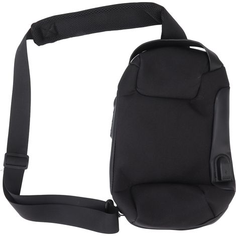 Sac à dos bandoulière Oxford imperméable grande capacité, fermeture à glissière verrouillable, sac banane portable pour homme femme noir (1/5)