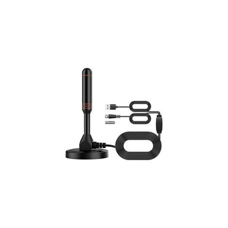 Antenne TV HD numérique – Réception 360° – Compatible TV intelligents – Base magnétique et câble coaxial inclus – Installation intérieure/extérieure (1/5)