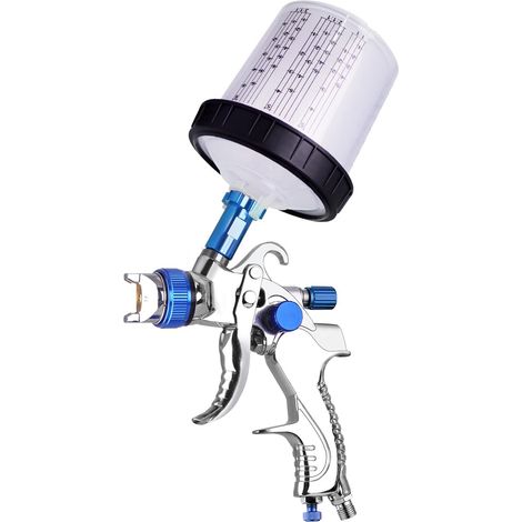 Pistolet à peinture pneumatique sans fil portable avec valve ajustable et cup 600ml - Noir (1/5)