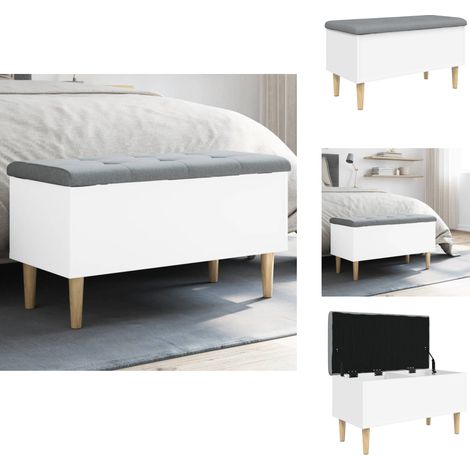 Sitzbank mit Stauraum Weiß 82x42x46 cm Holzwerkstoff - Wohnzimmer Dekoration - Stauraumbank - Garderobe - Eingangsbereich Möbel - Beistelltisch (1/5)
