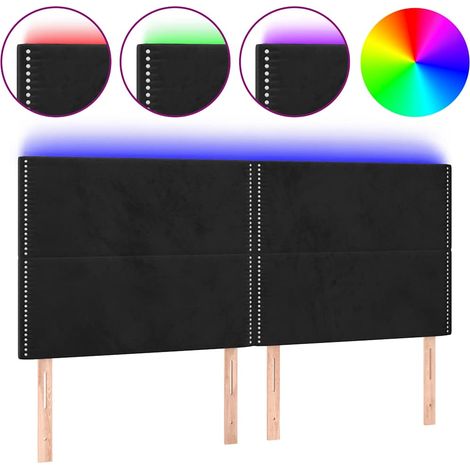 Maison Exclusive - Cabecero con luces LED terciopelo negro 180x5x (1/5)