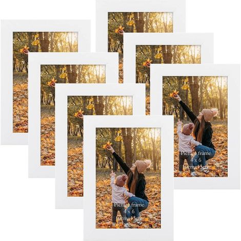 EXYGLO 7er Set Bilderrahmen 10x15 cm Weiß Fotorahmen Collage Moderne Rahmen (1/5)
