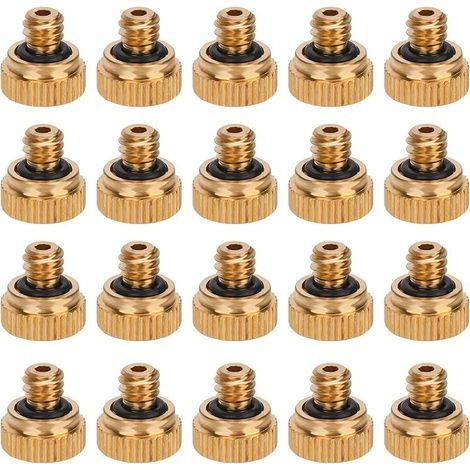 20pcs Buses de Brumisation en Laiton, Buses de Brumisation Filetées pour Tube 1/4 Système de Refroidissement Extérieur Humidification de l'Aménagement Paysager de Serre (1/5)