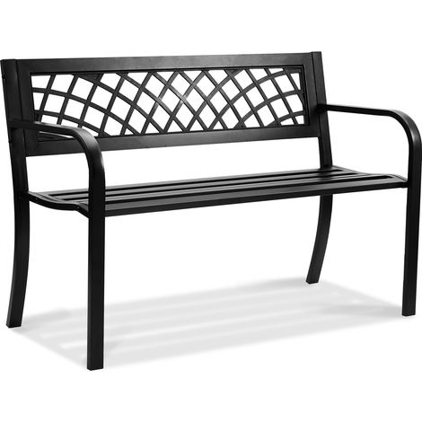 VEVOR Banco de Jardín de Metal Banco de Parque 116,3 cm Banco de Descanso Carga de 218 kg Banco de Jardín y Parque para Exterior con Respaldo y Reposabrazos Banco para Jardín, Parque, Patio, Porche