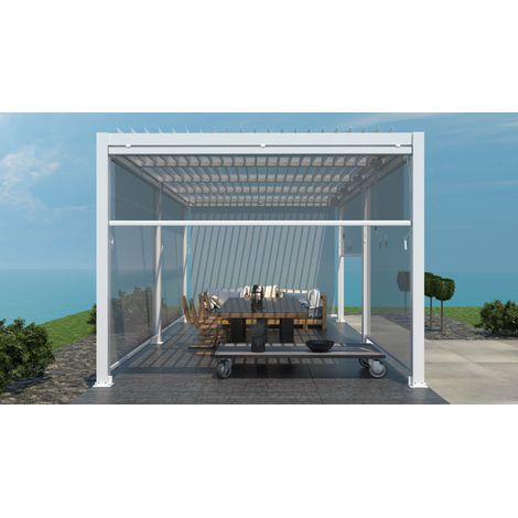 Tenda avvolgibile 4m  Glicine screen by Giardini di Maggio, struttura colore bianco e tessuto grigio chiaro