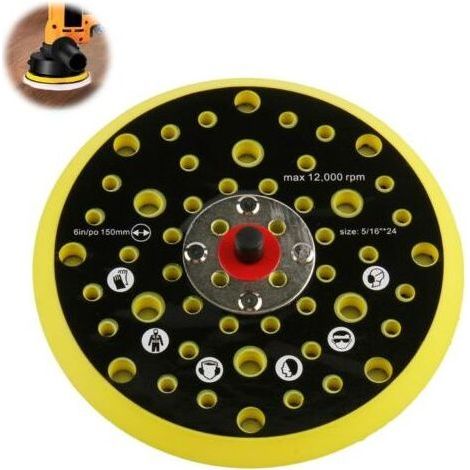 Plateau Ponceuse à 52 Trous, Patin de Ponçage 150mm, Disque de Ponçages pour Mirka CEROS DEROS à Filetage 5/16 pouces 150mm 52 Trous Base Disque de PonCage Plateau de Support kit d'adaptation (1/5)