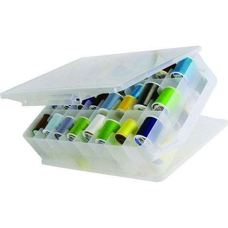 Boîte de rangement pour couture - 46 compartiments - Double face - Portable - En plastique - Pour fil à coudre, fil à broder, loisirs créatifs et petits jouets (1/5)