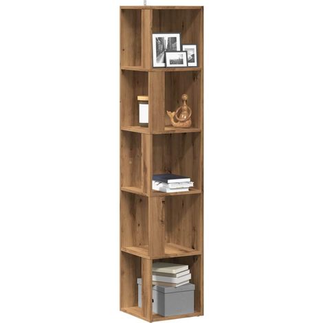 Vidaxl – Etagère d'angle en bois d'ingénierie 33x33x165 cm – Résistante à l'humidité – Grand espace de rangement – Design compact