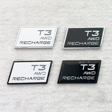 (T3 1 pièces-noir blanc) emblème 3D Premium pour voiture, adhésif pour garde-boue, mâle, capot arrière, Compatible avec XC40, XC60, XC90, V40, S40, S6 (1/4)