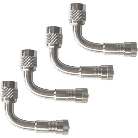 Juego de 4 adaptadores profesionales de extensión de válvula de neumático, extensión de vástago de válvula de neumático de 90 grados, extensor de codo para válvula de neumático, para automóvil, camión (1/4)