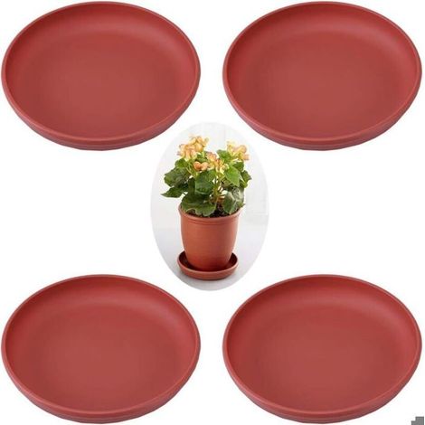 4 Pièces Soucoupe pour Pot de Fleurs, Plastique Pot de Fleur Plante Plateaux à Drainage, Dessous de Pot de Fleurs en Plastique (1/4)